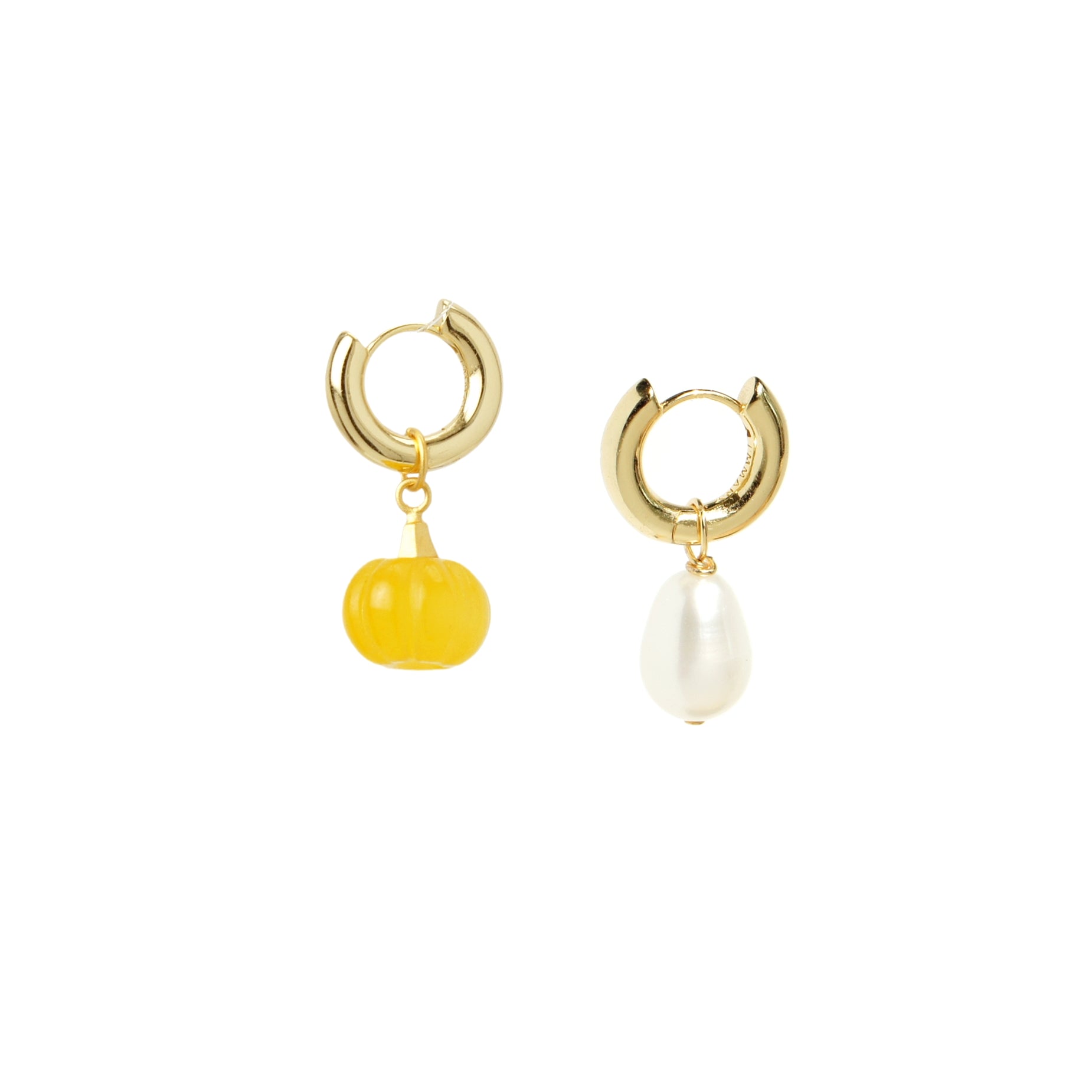 Organic Produce Jade Pumpkin Drop Hoop Earring, 18k Gold Vermeil