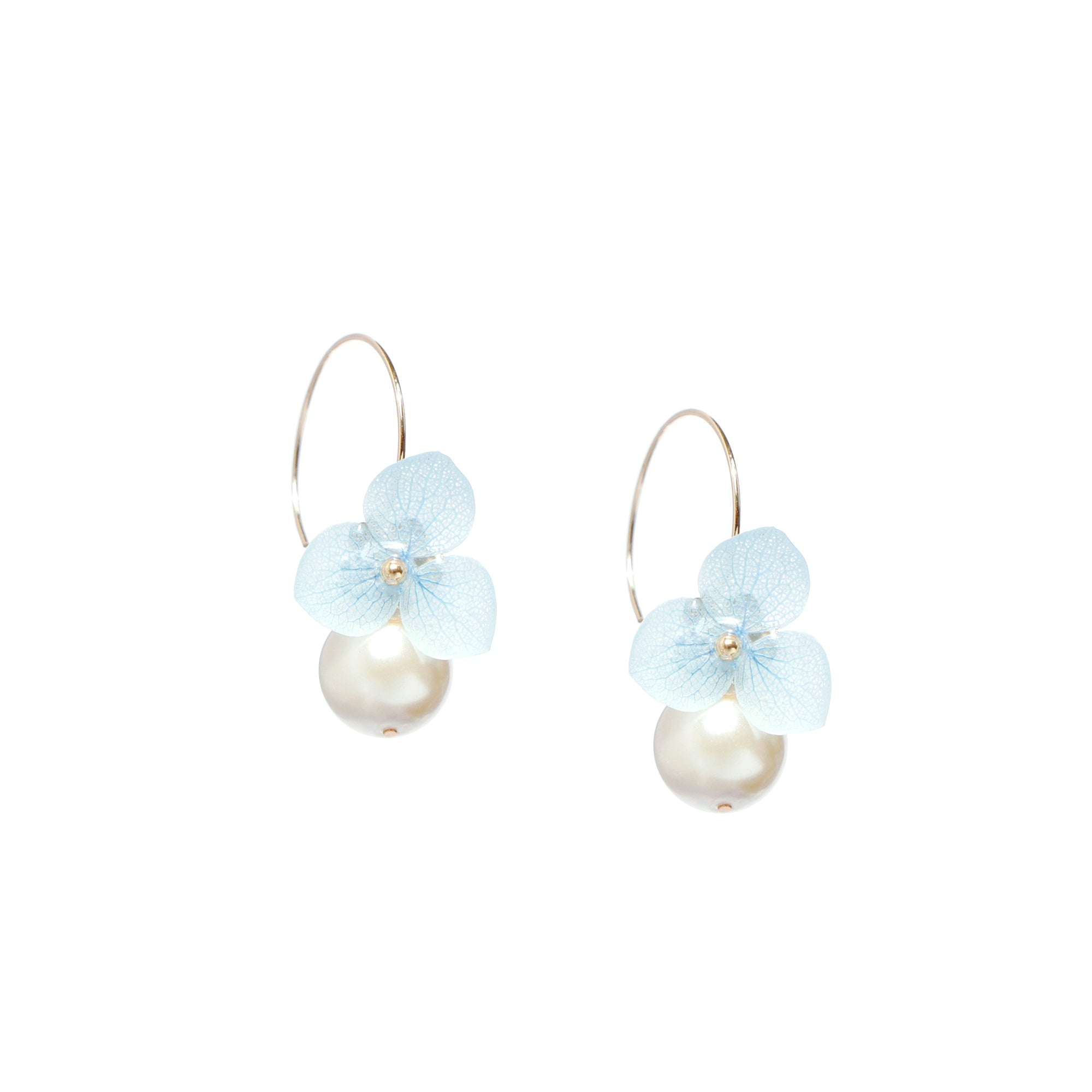 *REAL FLOWER* Libelle Hydrangea and Pearl Drop Earrings