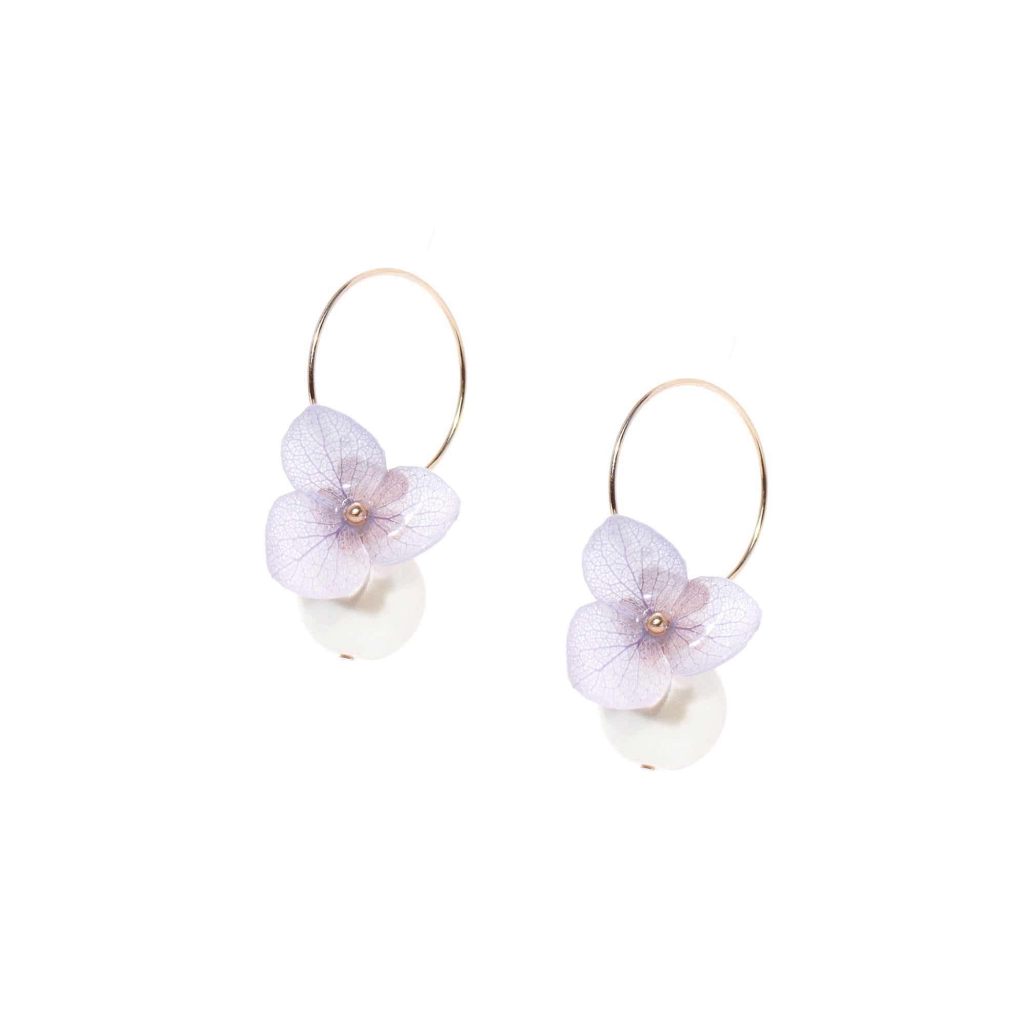 *REAL FLOWER* Libelle Hydrangea and Pearl Drop Earrings