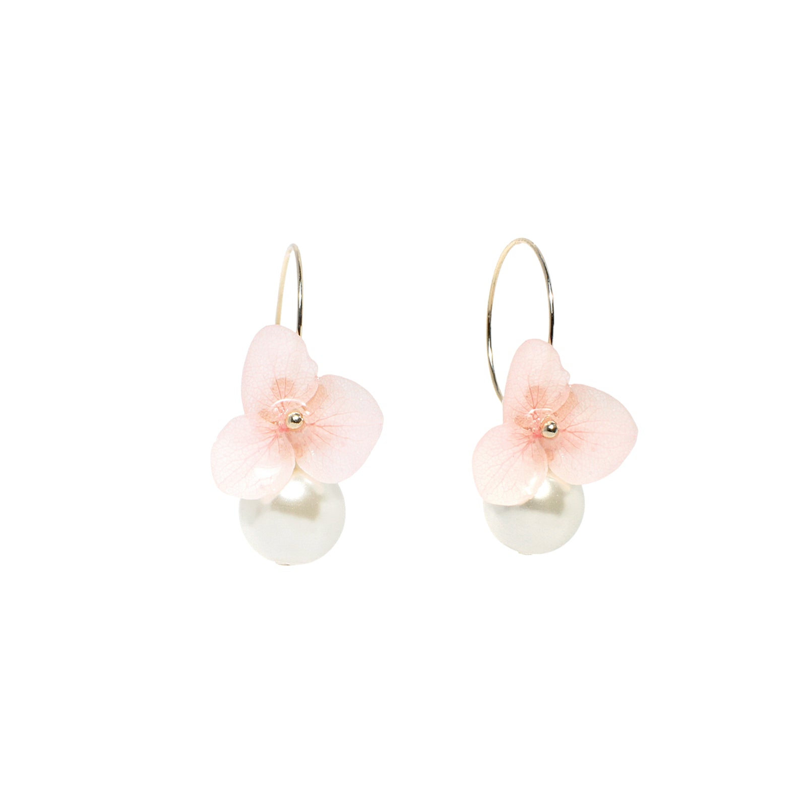 *REAL FLOWER* Libelle Hydrangea and Pearl Drop Earrings