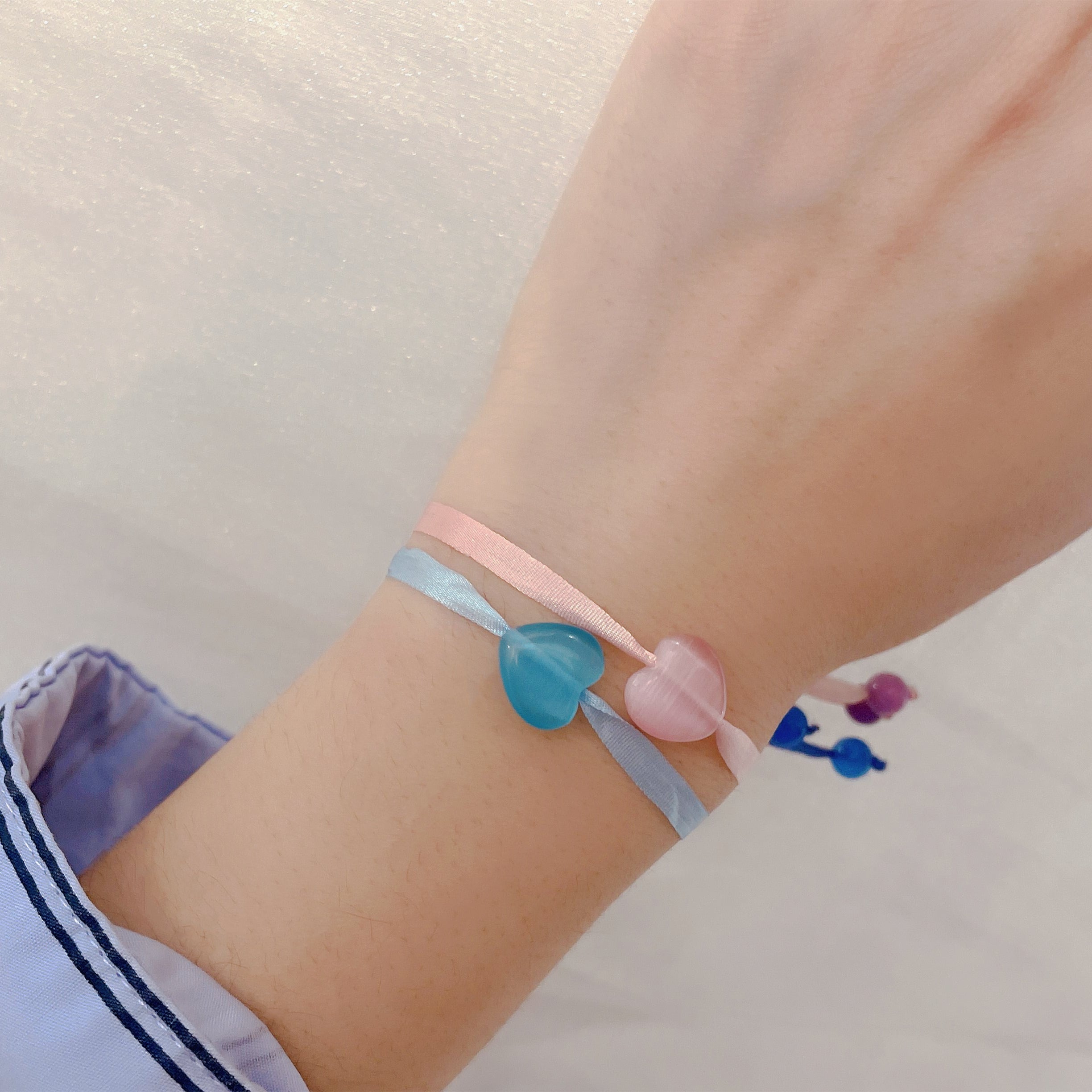 Serena Silk Bracelet with Heart Charm