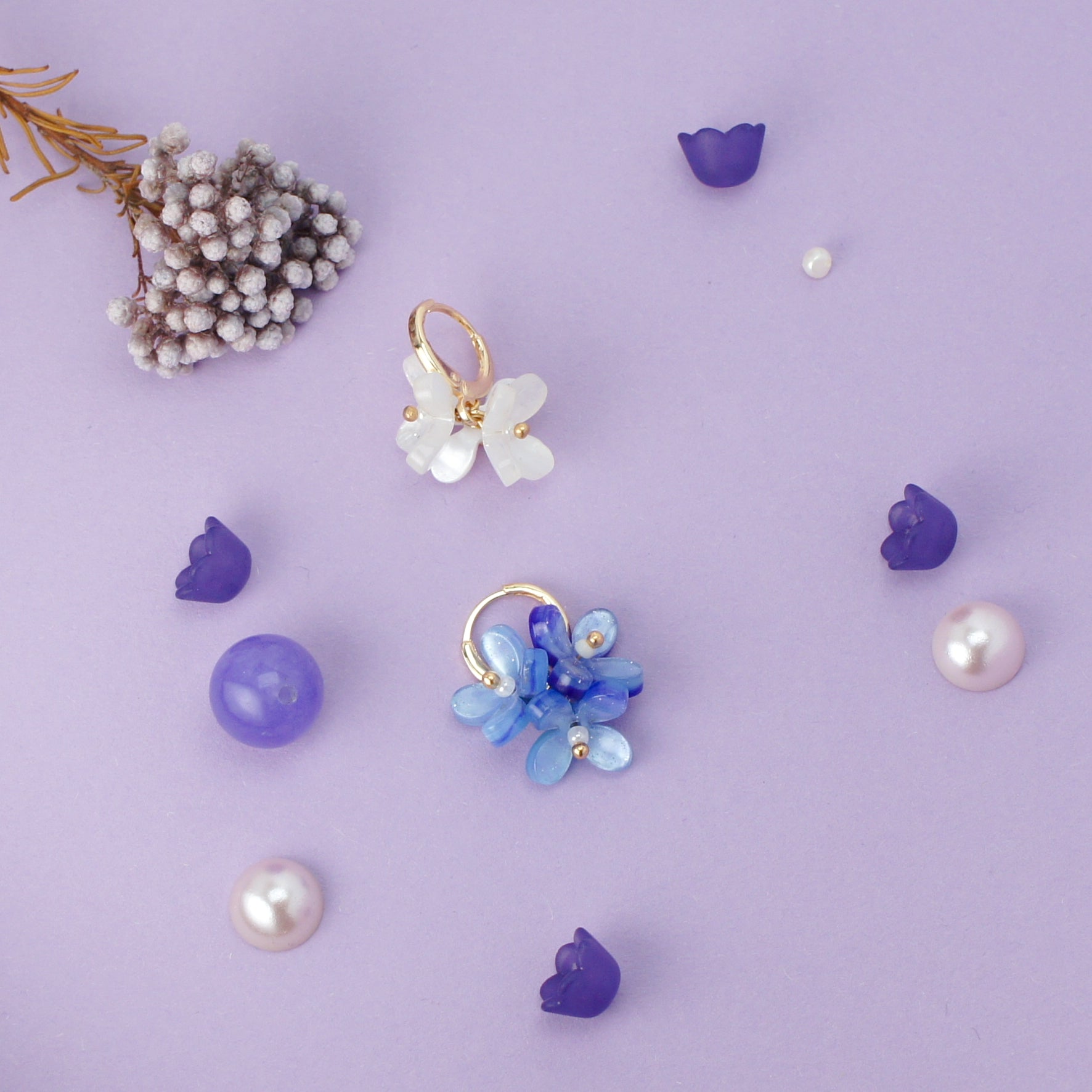 Inflorescence Blooming Flower Huggie Hoop Earrings