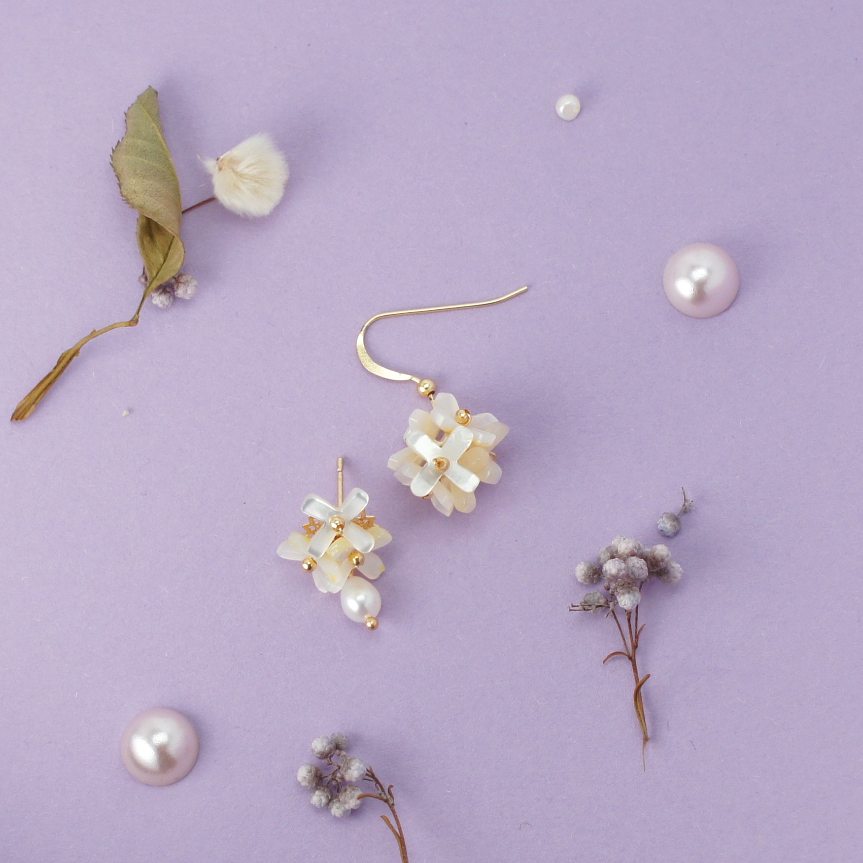 Inflorescence Mellow Yellow Mother of Pearl Blooming Flower Drop Earrings