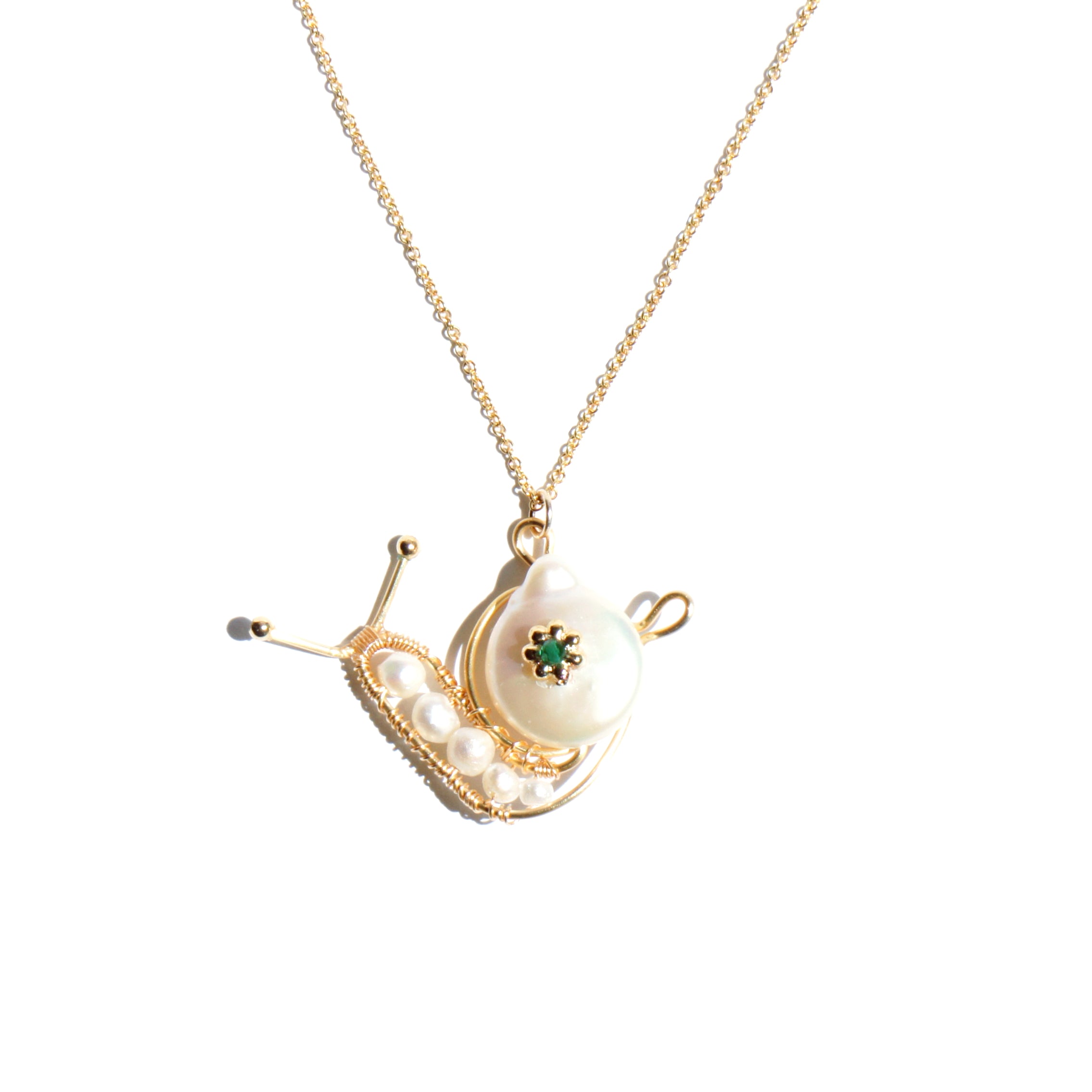 Snailed It Freshwater Pearl Snail 18K Gold-filled Necklace