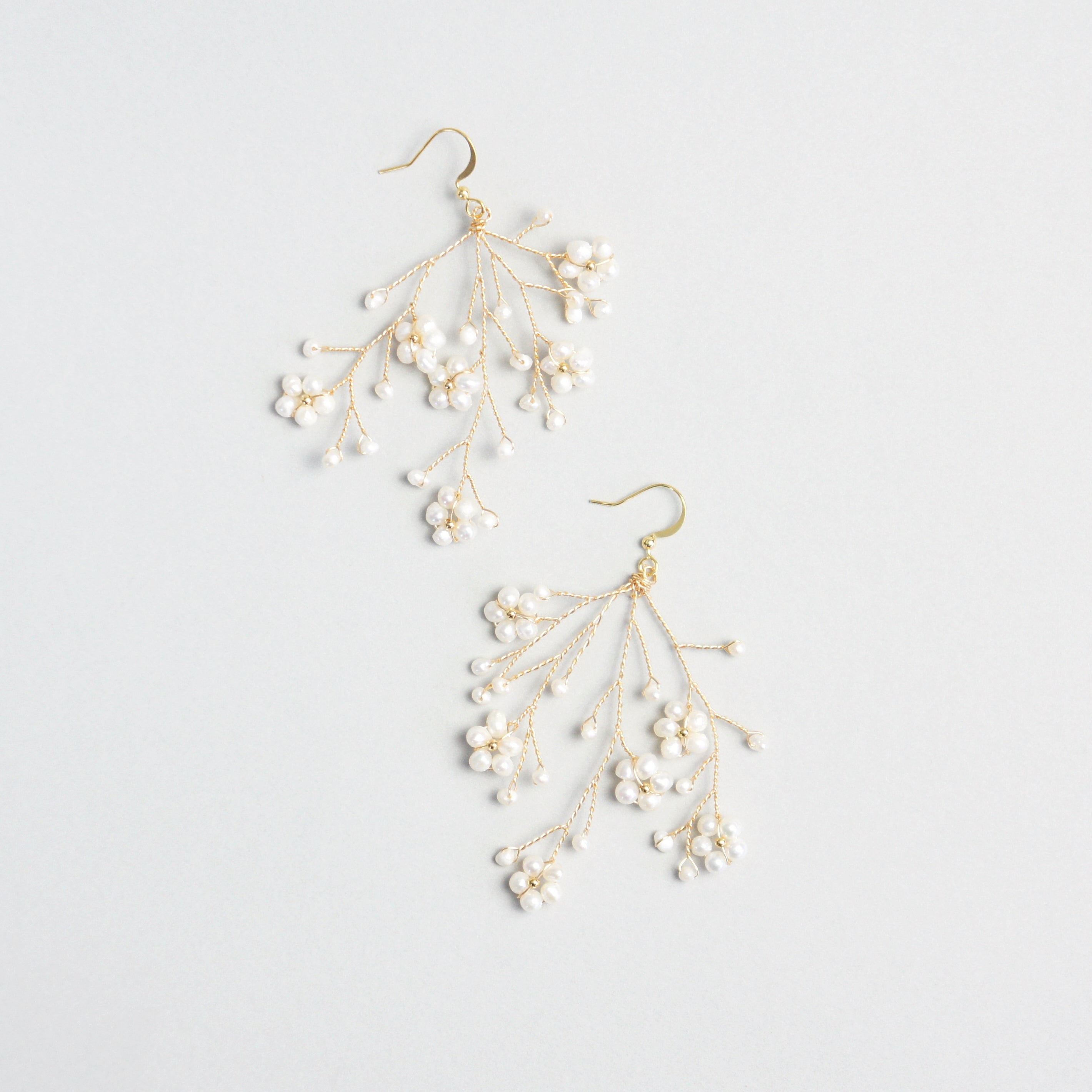 Soft Rime Freshwater Pearl Flower Drop Earrings