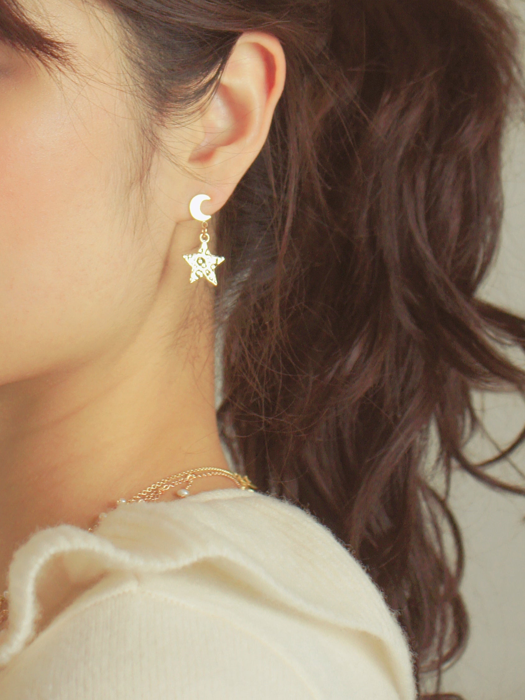 Starlight Drop Earrings with Moon Studs