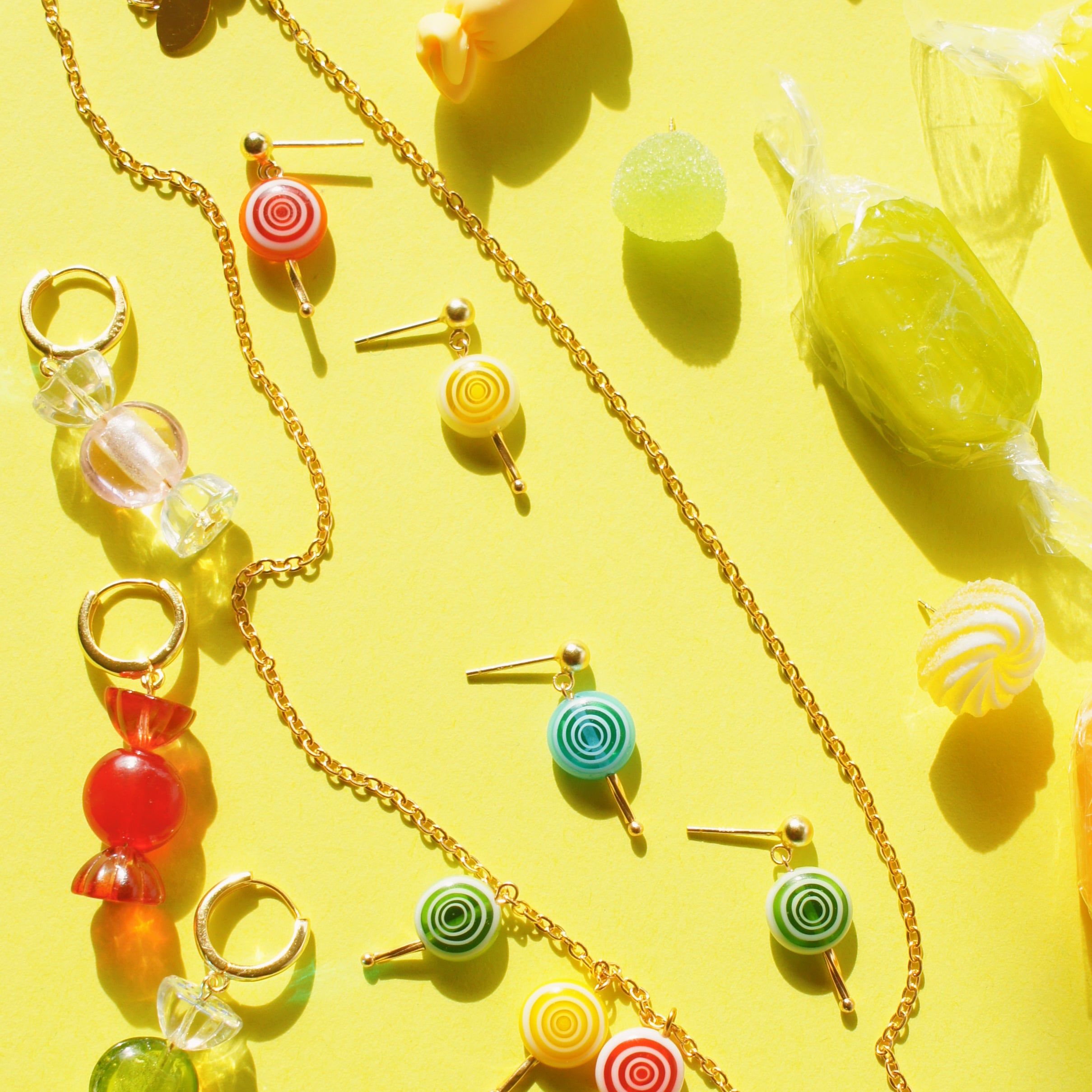 Sugar Sweet Swirl Lolli Stud Single Earrings, Set of 5