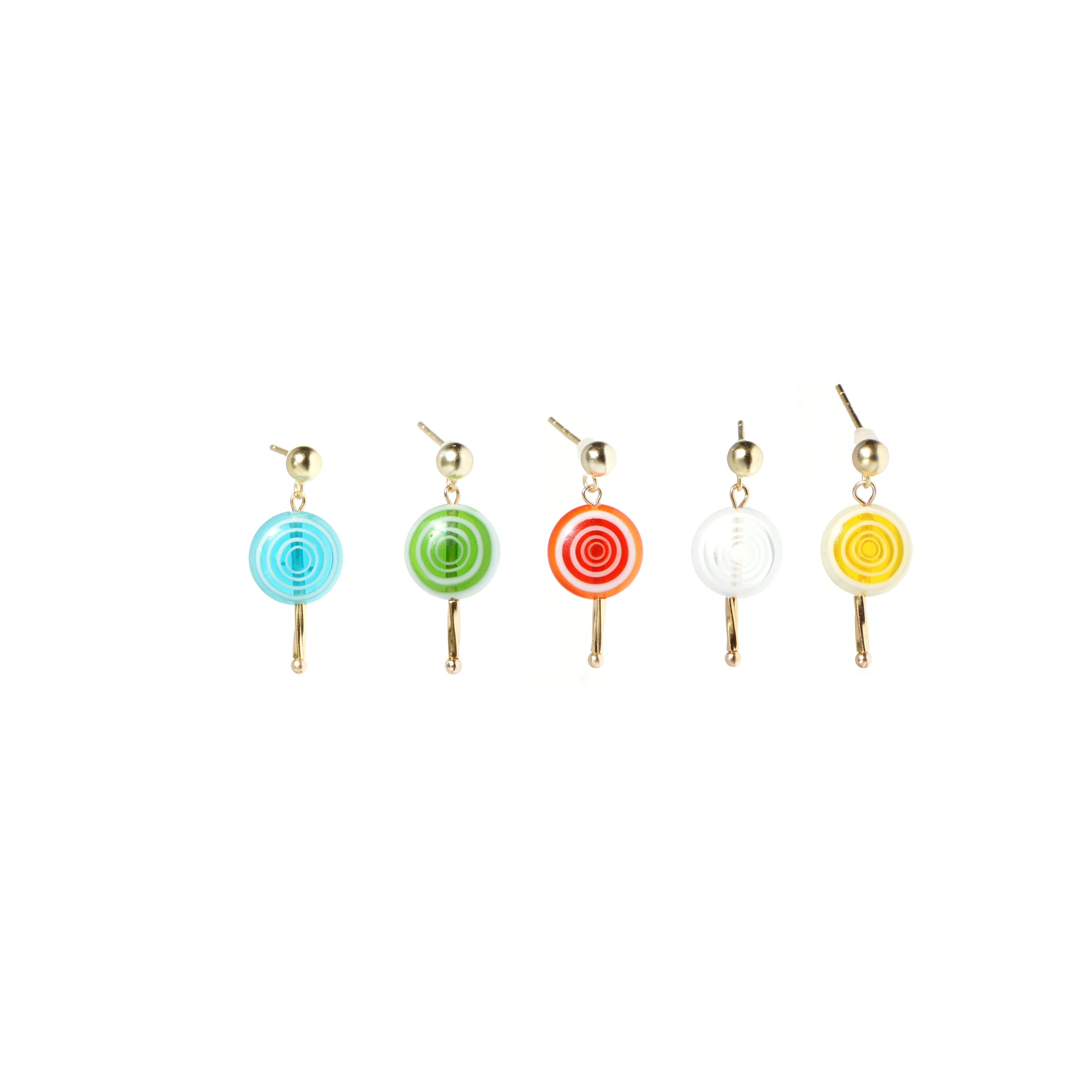 Sugar Sweet Swirl Lolli Stud Single Earrings, Set of 5