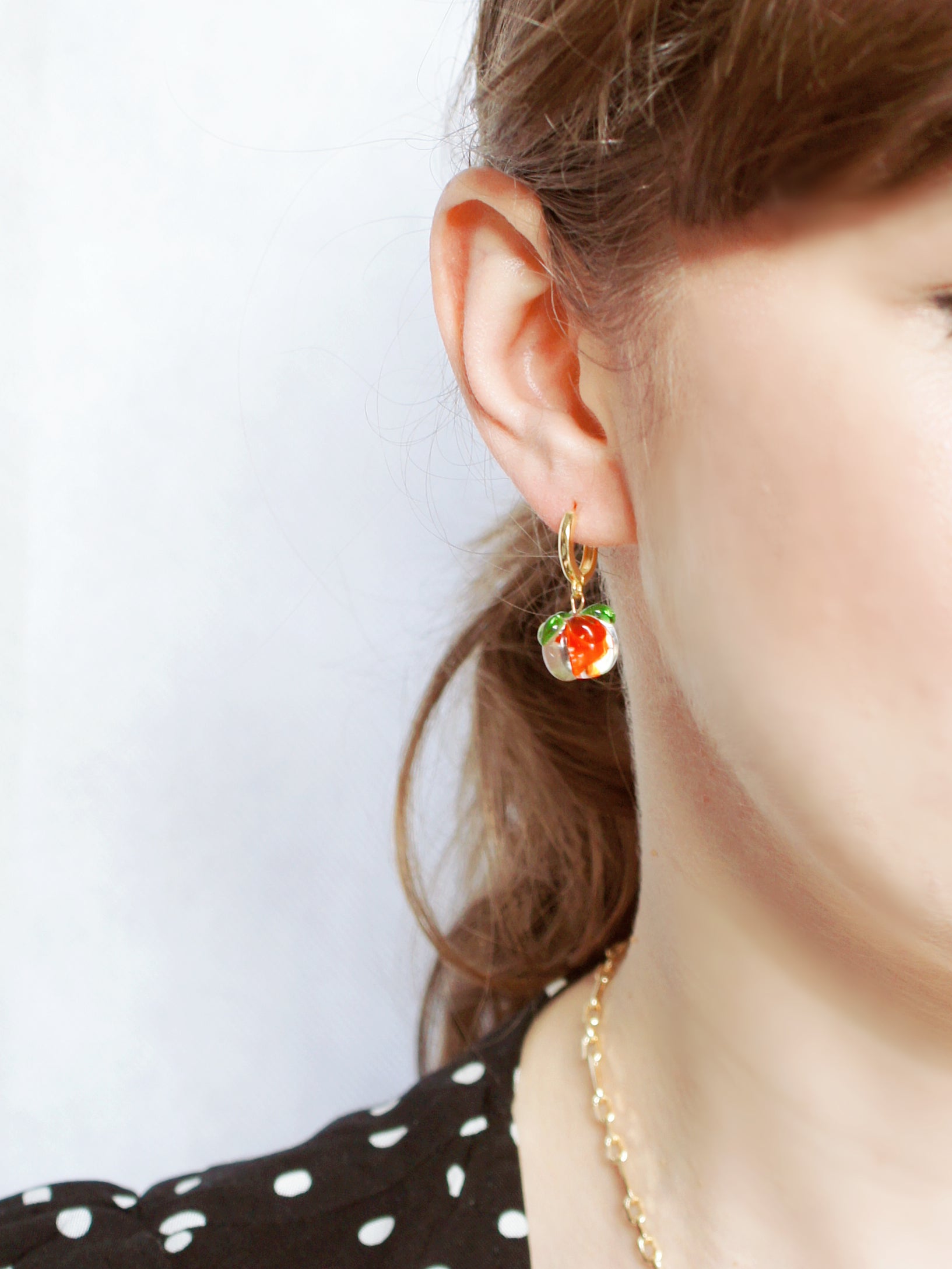 Tomato Salsa Huggie Gold Vermeil Hoop Earrings