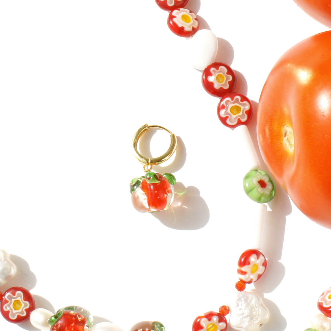 Tomato Salsa Huggie Gold Vermeil Hoop Earrings