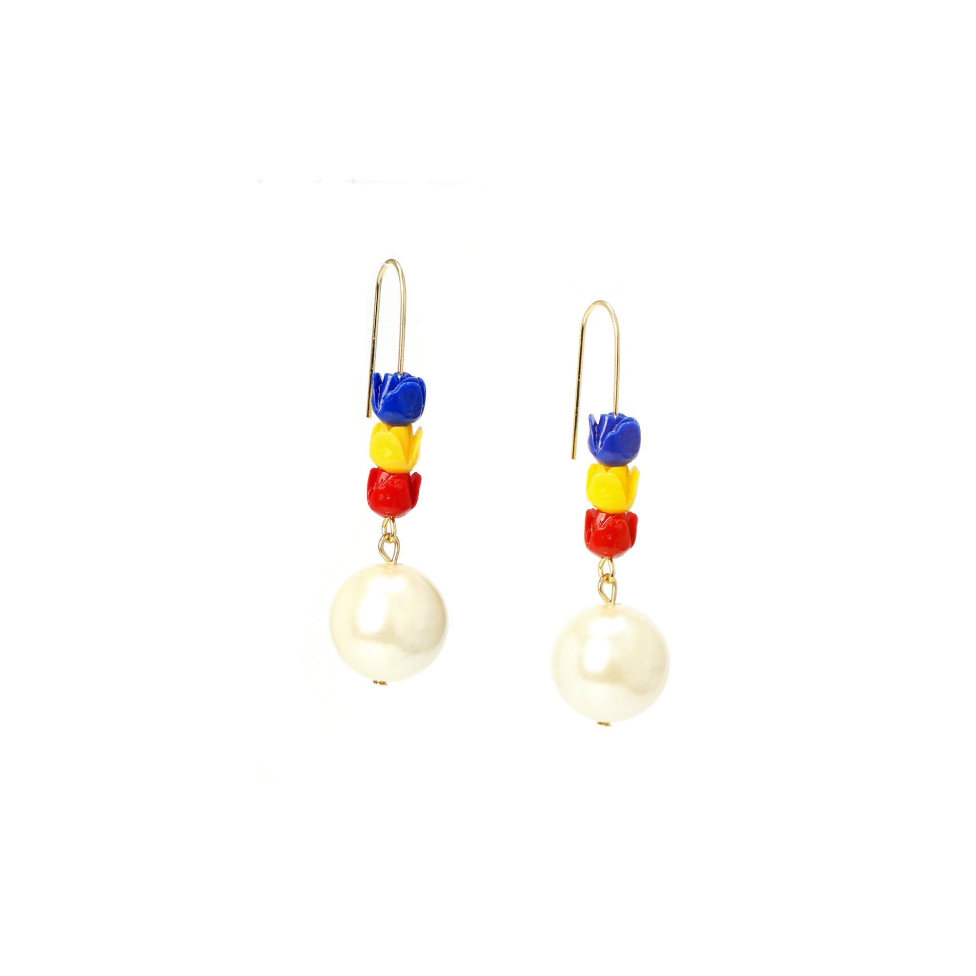 Tulip and Pearl Drop Earrings