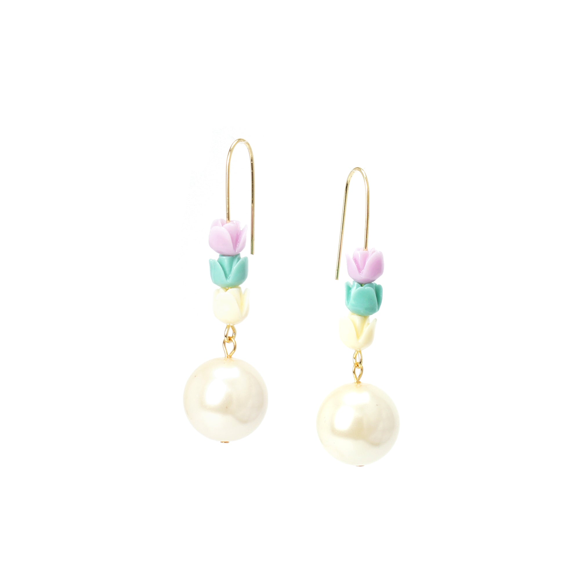 Tulip and Pearl Drop Earrings
