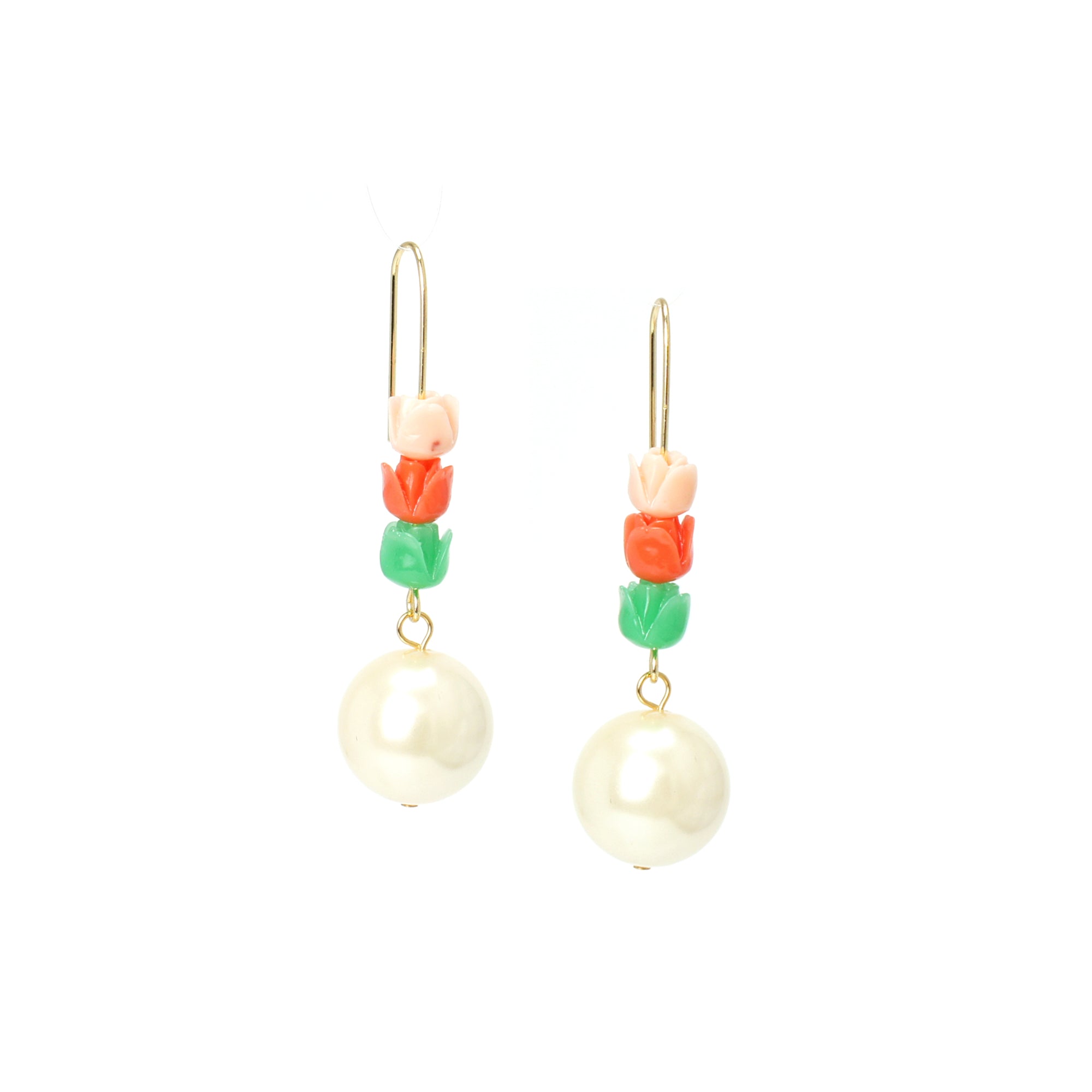 Tulip and Pearl Drop Earrings