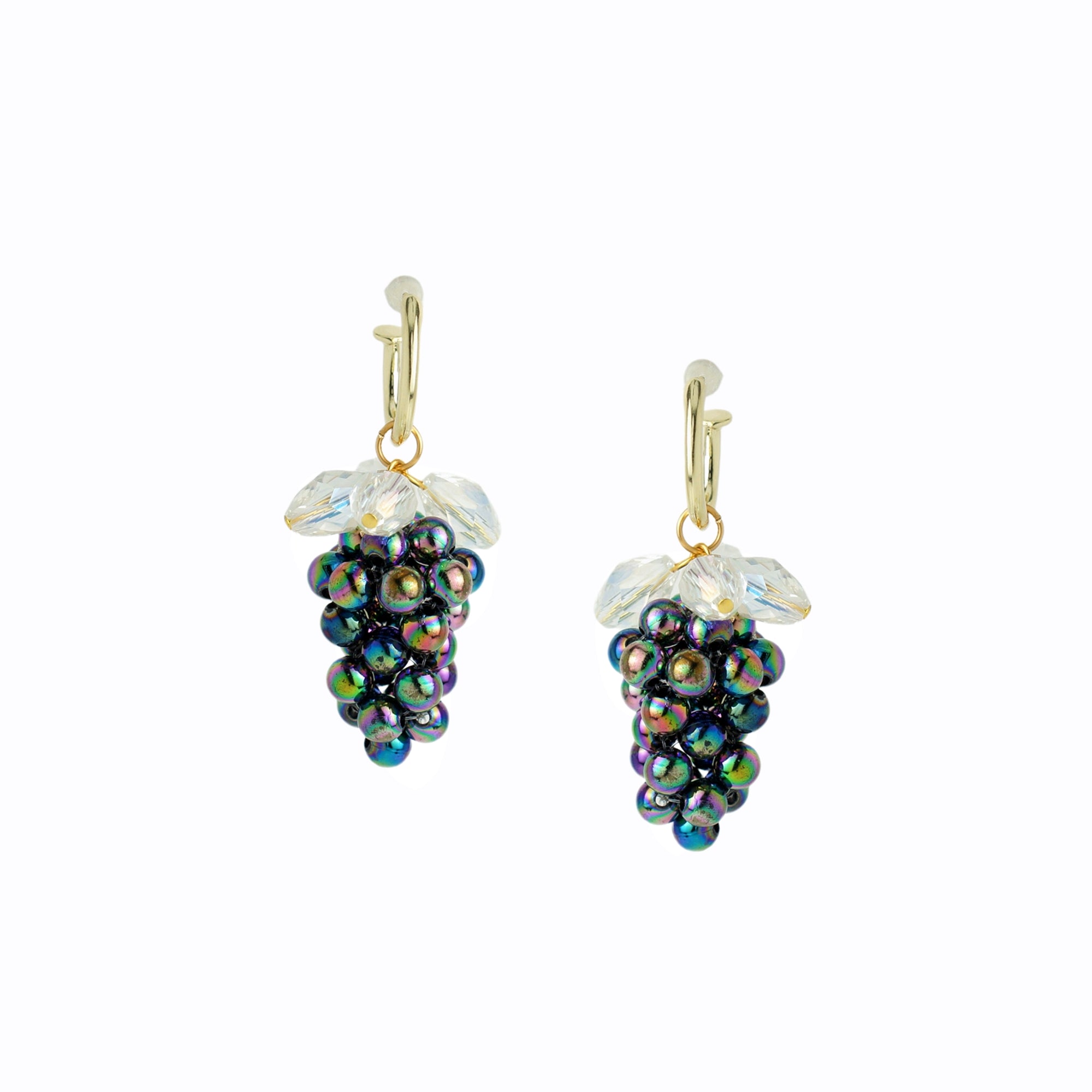 Very Grapeful Beaded Faceted Grape Drop Earrings