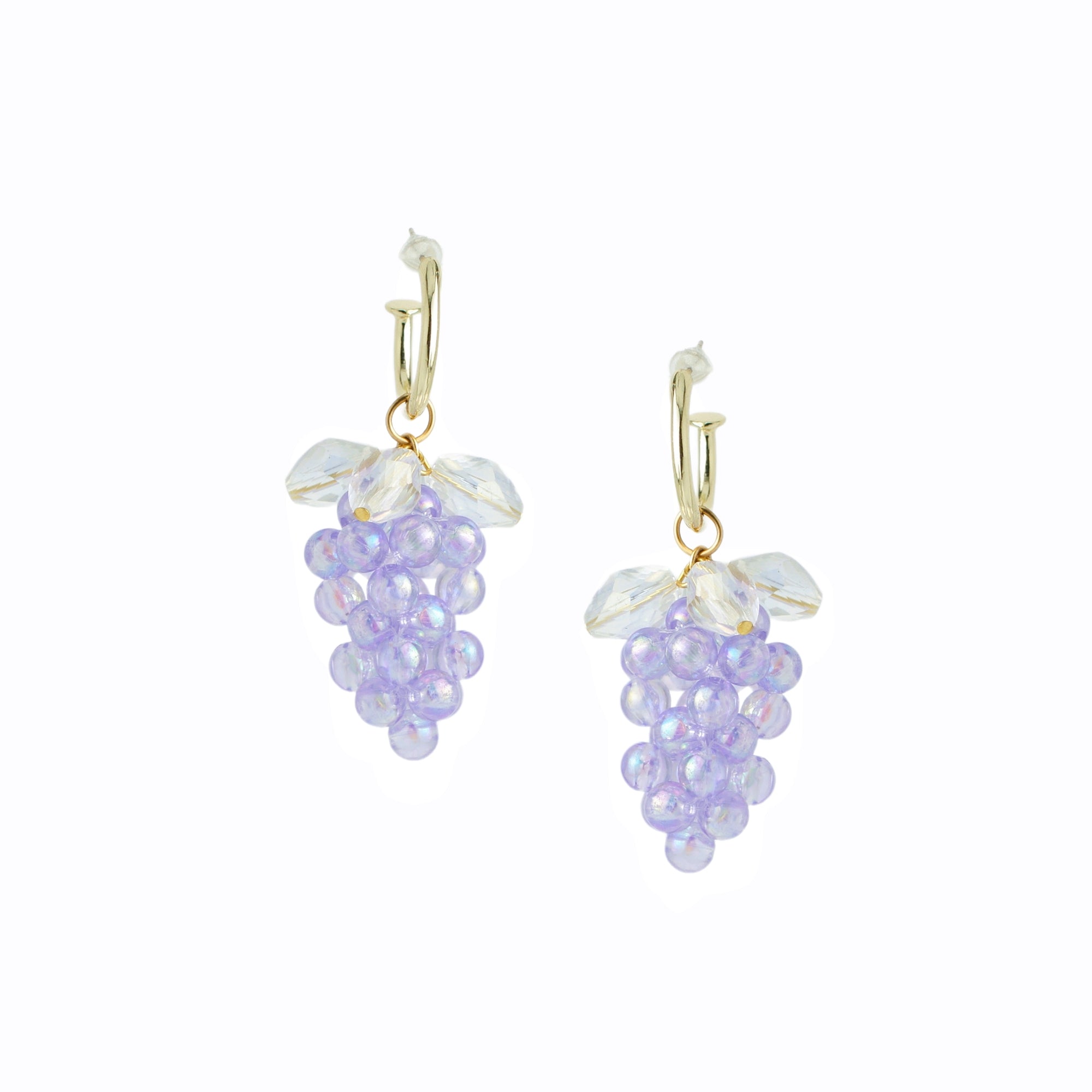 Very Grapeful Beaded Faceted Grape Drop Earrings
