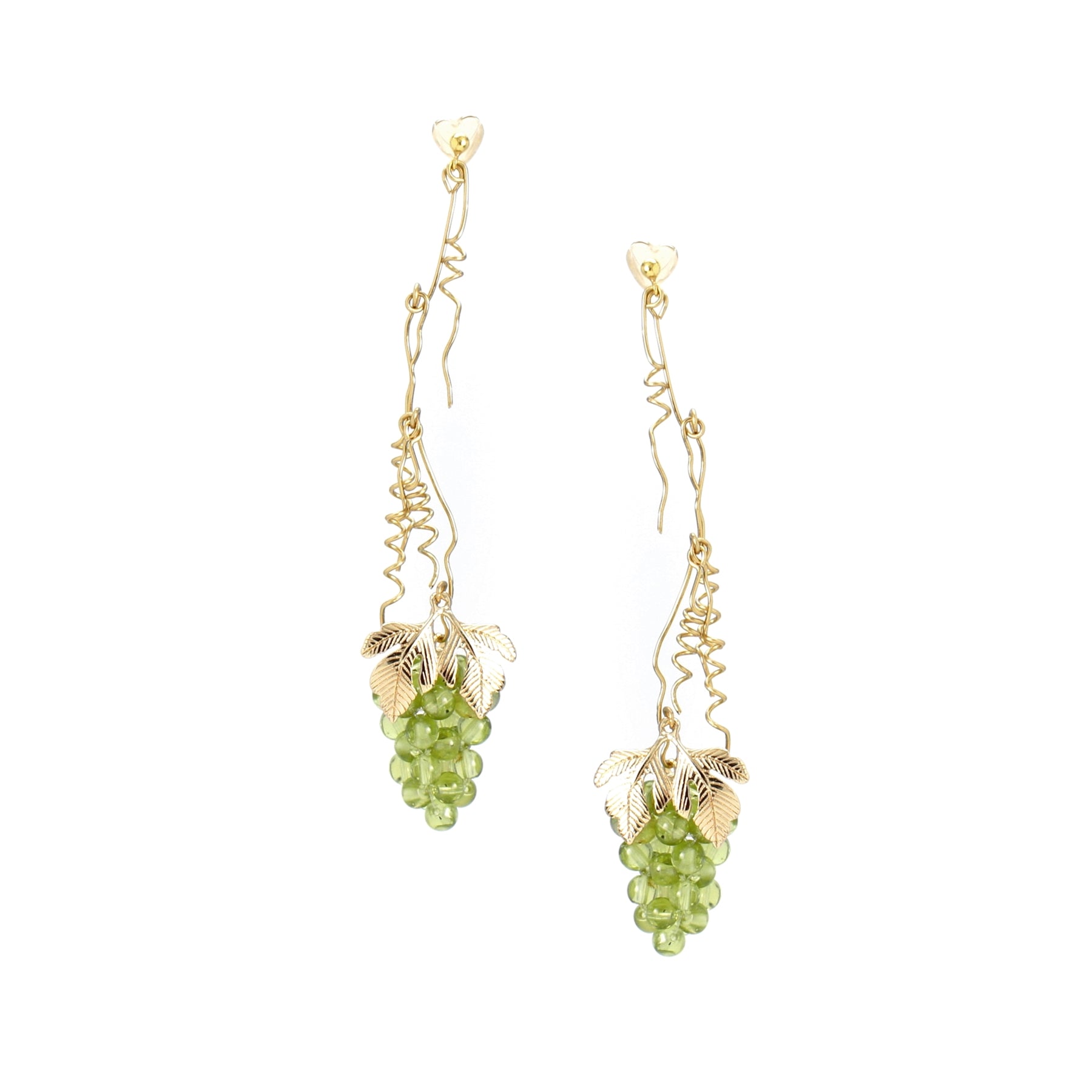 Very Grapeful Bunch of Grapes on Vines Drop Earring No.1