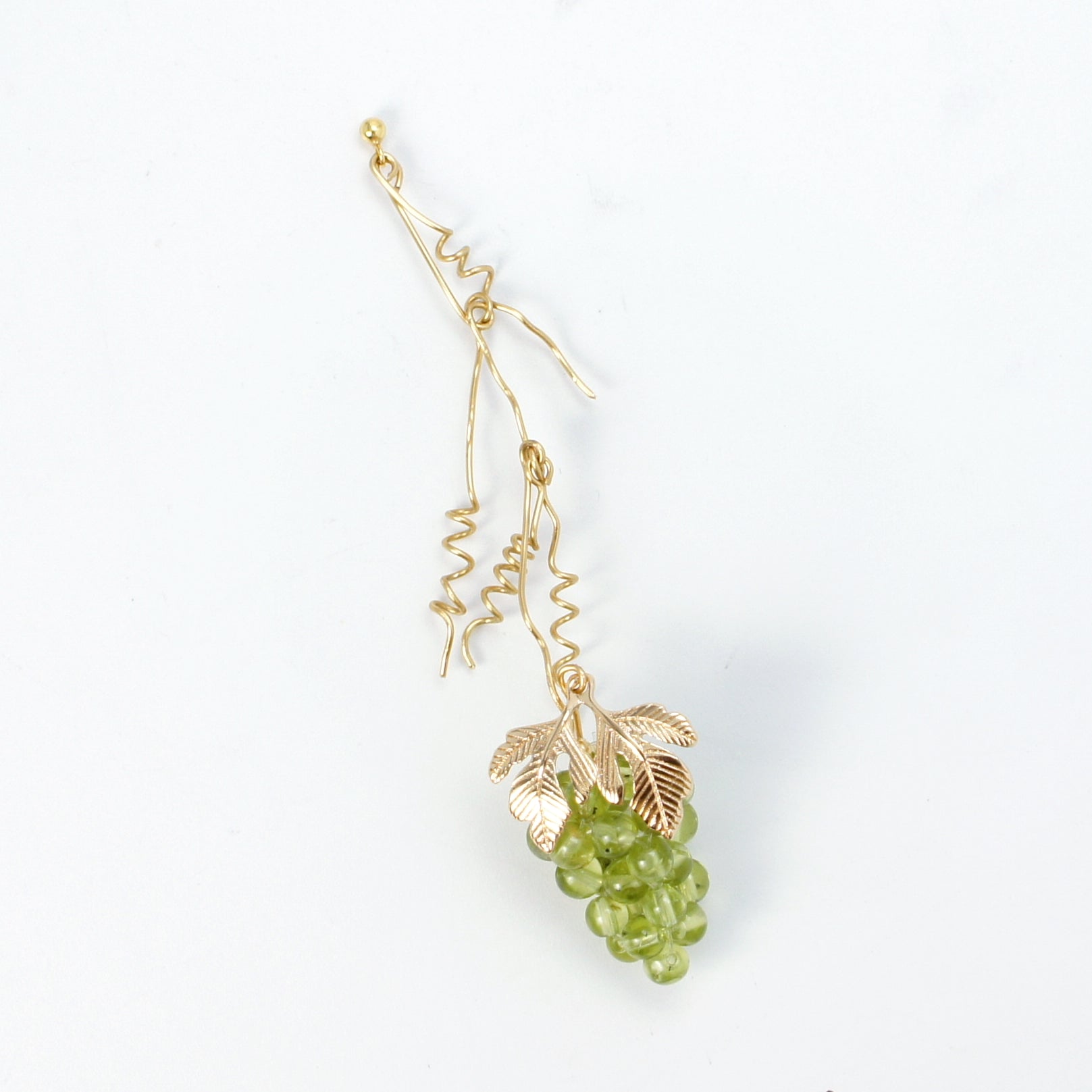 Very Grapeful Bunch of Grapes on Vines Drop Earring No.1