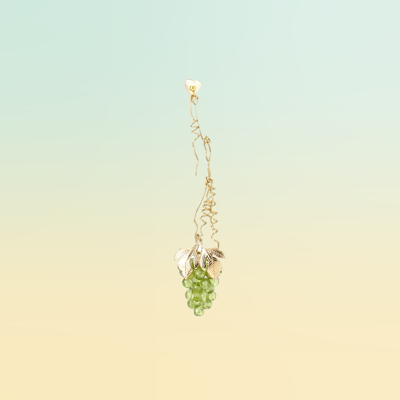 Very Grapeful Bunch of Grapes on Vines Drop Earring No.1