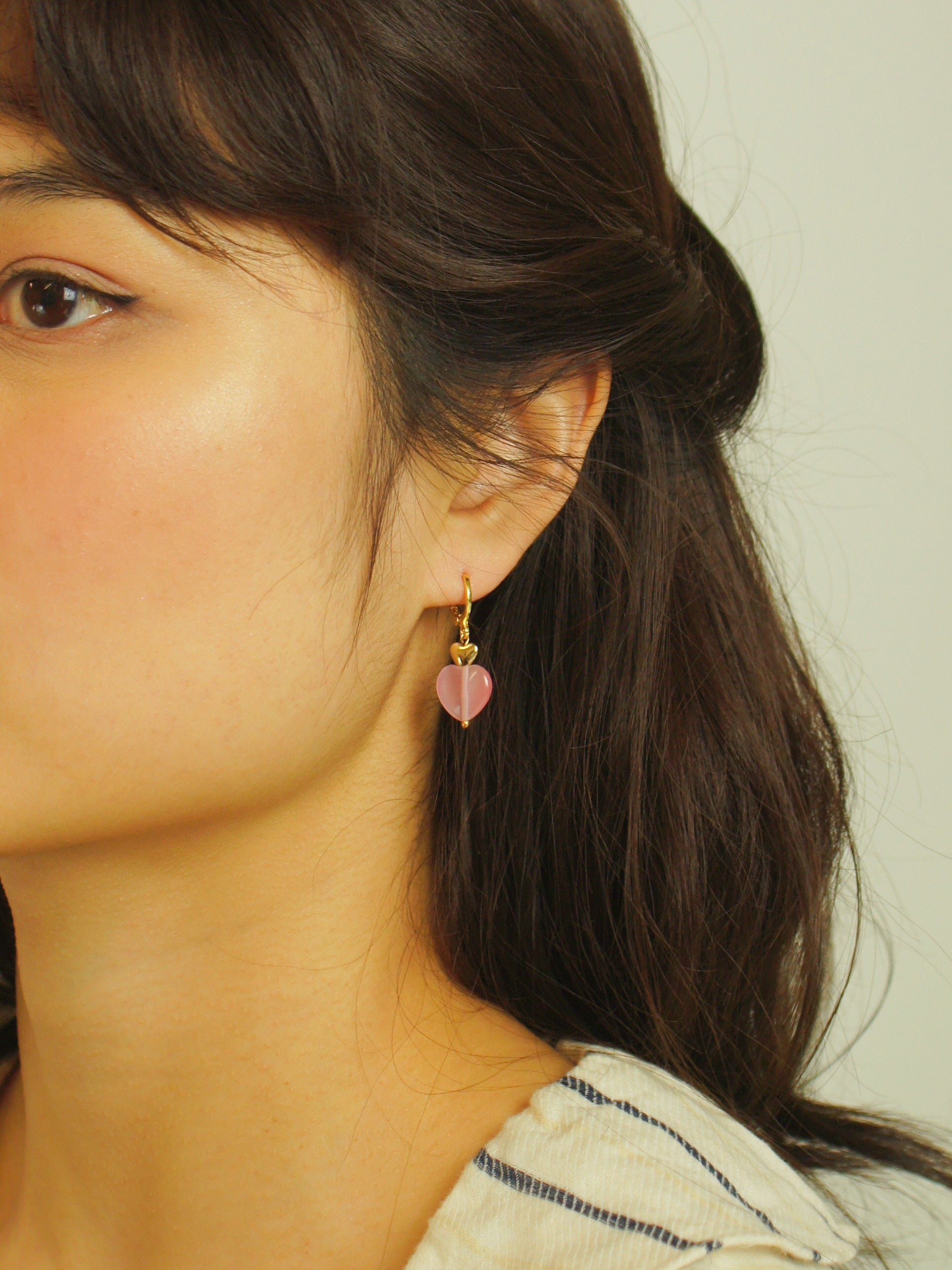 Whisper of Heart Double Heart Huggie Hoop Earrings